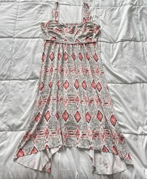 Fresh Produce Midi Dress Womens Large Geometric Pink Knit Stretch USA Y2K Whimsy thumbnail 1