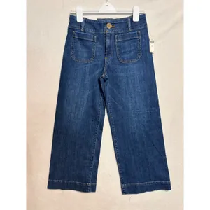 Maeve Anthropologie The Colette Cropped Wide Leg Jeans Dark Wash Denim‎ 28 NEW thumbnail 2
