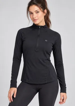Paradox Women's 1/4 Zip Merino Wool Blend Base Layer Top Small Black Thermal thumbnail 1