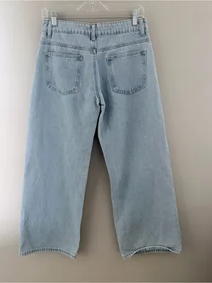 Edikted Light Wash Wide Leg Baggy Jeans Size S Low Rise Y2K Skater Denim thumbnail 3