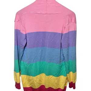 Rainbow Striped Cardigan Sweater Bold Stripes L Multiple Size L thumbnail 3