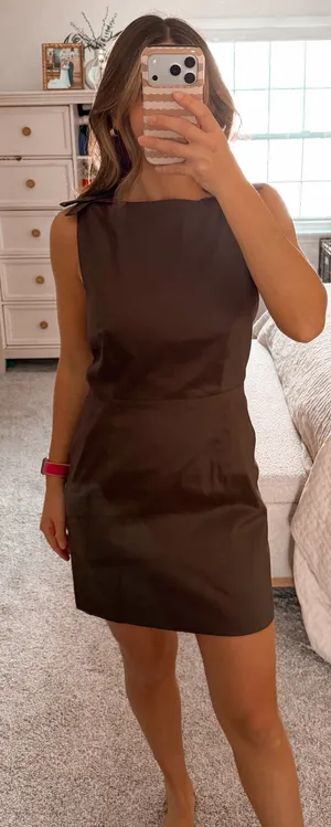 Gianni Bini Brown open back high neck mini dress thumbnail 2