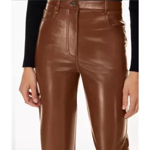 Aritzia Wilfred Melina Vegan Leather Pants Women's 0 Brown High Rise Straight thumbnail 4
