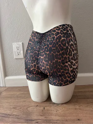 NEW Harna Moire Leopard print mesh pole dance shorts in size S thumbnail 5
