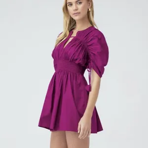 Misa Pink Los Angeles Camila Cinched Mini Dress Magenta Pink Pockets SMALL thumbnail 2