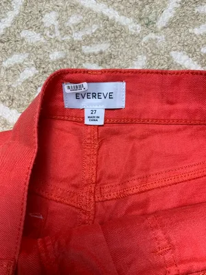 EVEREVE Womens Shorts 27 Coral Red Linen Blend High Rise Utility Pockets thumbnail 8