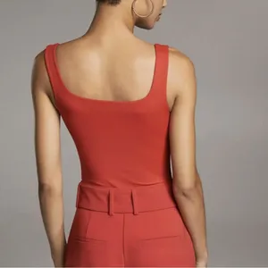 Aritzia Babaton Women’s Contour Sleeveless Square Neck Bodysuit in Red Size S thumbnail 3