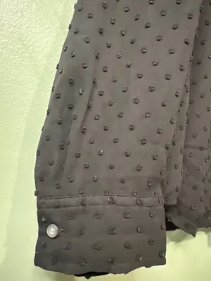 J.Crew Women's Small Black Sheer Swiss Dot Ruffle Neck Blouse Dark fairy dainty thumbnail 3