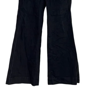 ZARA Mid Rise Wide Flare Leg Full Length Boot Cut Jean 100% Cotton 4 Black #4117 thumbnail 3