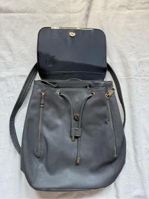 Women’s Gray Backpack Purse with Gold Accent thumbnail 3