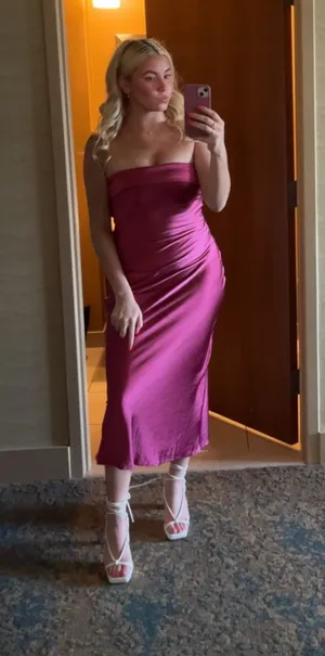 Amazon strapless pink dress thumbnail 1
