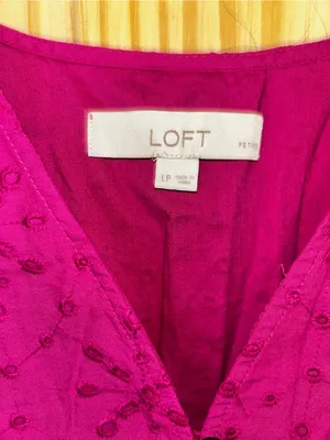 LOFT Bright Magenta Eyelet Ruffle Camisole thumbnail 2