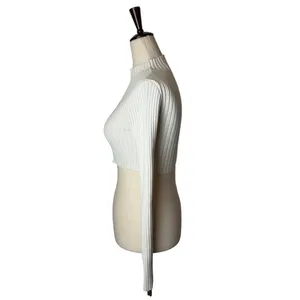 Edikted Sweater‎ Women XS Ivory Ribbed Knit Bonnie Cropped Mock Neck Streetwear thumbnail 6