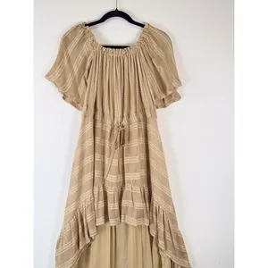 Sundress Womens Dress Beige Hi Low Off The Shoulder Striped Fit Flare Flowy XS/S thumbnail 6