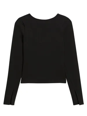 Madewell Ballet Scoop Back Long Sleeve Tee Top Women Size Small Black Shirt New thumbnail 5