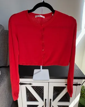Alo Yoga Supernatural Sweater Cardigan – Bright Red – Size XS. thumbnail 1
