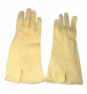 Source Unknown Light Yellow Leather Women's Gloves with Stitch Detail thumbnail 1