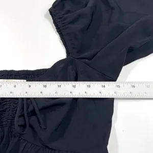Abercrombie & Fitch Small Black Puff Sleeve Peasant Crop Top EUC Boho Whimsigoth thumbnail 6