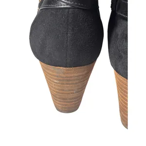 Dr Scholls Memory Foam Wedge Ankle Boots 9.5W Black Buckle Strap Double Bootie thumbnail 3