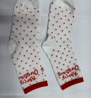 Women's‎ Christmas-themed crew socks NEW in Bag. thumbnail 1