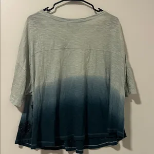Anthropologie Akemi + Kin Embroidered Blue Cotton Dolman Top Beaded Size L thumbnail 4