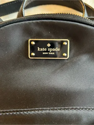 Kate Spade black mini nylon backpack gold hardware front pocket adjustable strap thumbnail 2