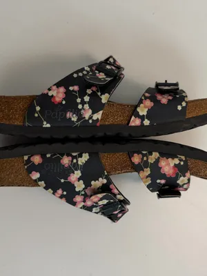 Papilllo Birkenstock Sandals Slides Floral Comfort Travel Resort Black Pink thumbnail 6