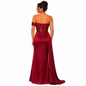 Faeriesty Evening Gown Small Red Beaded Sequin Strapless Dress Wedding Party thumbnail 2