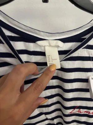 H&M Striped Tee Shirt embroidered  thumbnail 3