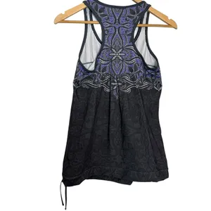 Athleta Black Periwinkle Floral Print Sleeveless Scoop Neck Racerback Tank Top S thumbnail 5