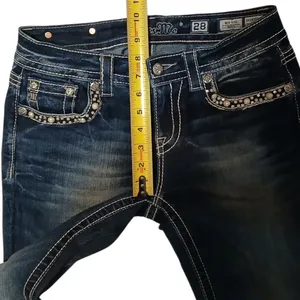 Miss Me Y2K style pearl and rhinestone studded midrise bootcut jeans size 28 thumbnail 7