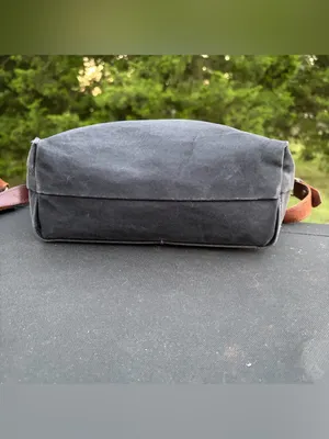 R. Riveter Patton Black Canvas & Brown Leather Crossbody Bag thumbnail 3