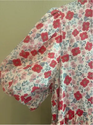 Entro Tiered Floral Print Mini Dress in Red Size XL thumbnail 4