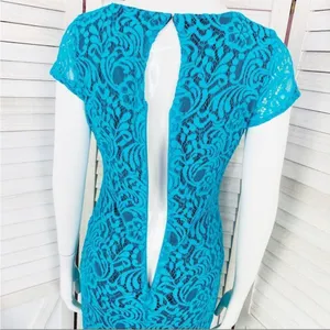 Eva Mendes‎ New York & Co. Lace Sheath Bodycon Dress Teal Black 2 Party Cocktail thumbnail 7