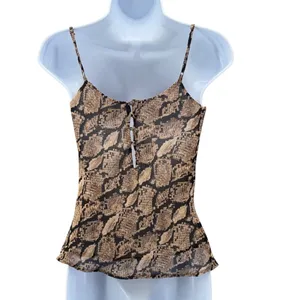 ASTR The Label Darla Cowl Neck Cami Top Snake Print Brown Neutral Capsule Rare thumbnail 2