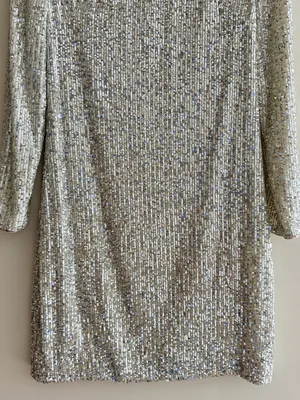 Eliza J Silver Long Sleeve Sequin Mini Dress, Party Cocktail Holiday, Size 4 thumbnail 5
