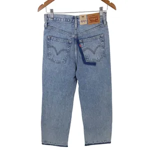 Levi's Ribcage Straight Ankle Jeans Womens 27 Light Wash‎ Distressed Button Fly thumbnail 8