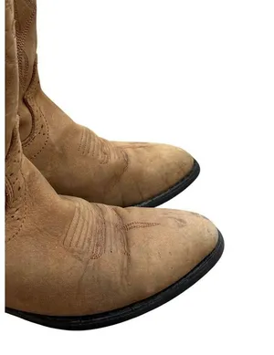Roadwolf Sz 7M Tan Western Roper Cowboy Boots Leather Western Embroidered thumbnail 7