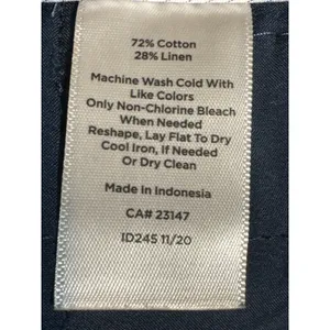 Talbots Wide Leg Crop Pants Womens 12 Blue Chambray Cotton Linen Culottes thumbnail 4