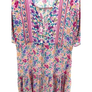 Goodnight Macaroon NWT Boho Floral Midi Dress Pink Purple Size Medium Romantic‎ thumbnail 2