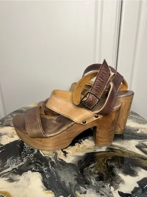 BED|STÜ Sophie Leather Wooden Platform Heeled Sandals thumbnail 2