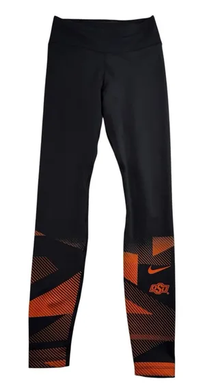 Nike S Small Leggings OSU‎ Oklahoma State College Pants Athletic Black Orange thumbnail 1
