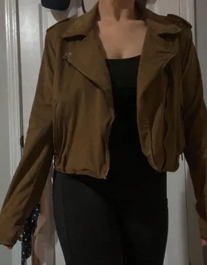 Camel Suede Moto Jacket thumbnail 1
