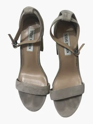 Steve Madden Suede Ankle-Strap Carrson Block Heel Sandals - Taupe thumbnail 4