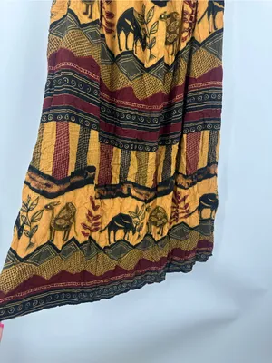 American Vintage Vintage Y2K African Animal Maxi Skirt Size Large Boho Whimsical Flowy thumbnail 4