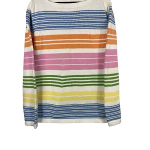 Lauren Ralph Lauren Cotton Striped Sweater L Pastel Rainbow Knit Top Read thumbnail 5