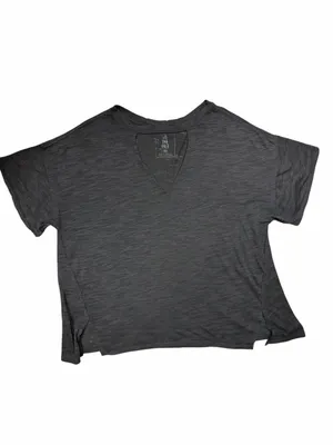 Free People Jordan Tee Carbon Black Cutout V Neck Distressed Slouchy T Shirt M thumbnail 4