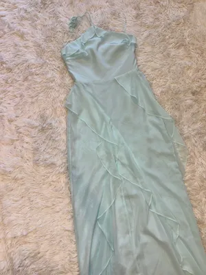 NEW Amanda Uprichard Alessandra Halter Neck Ruffle Trim Gown Sz L thumbnail 5