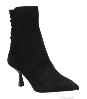 ZAC POSEN Black Ruched Suede Stiletto Midi Boot‎ Bootie Pointed Toe Size 11 thumbnail 1