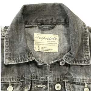 Aeropostale Denim Trucker Jacket Gray Distressed Vintage Rugged Americana thumbnail 3